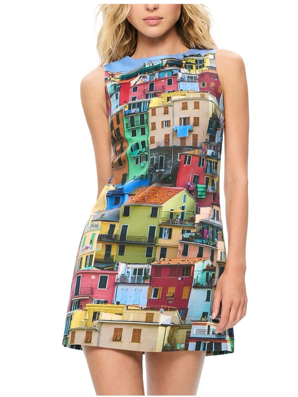 ALICE + OLIVIA Clyde Mini Shift Dress in Italian Landscape, Size 8, NWT